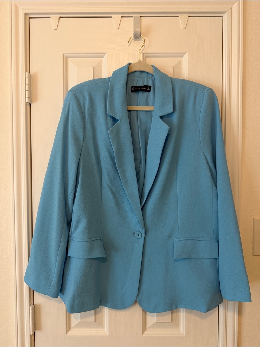 New York & Company Light Blue Single-Button Blazer